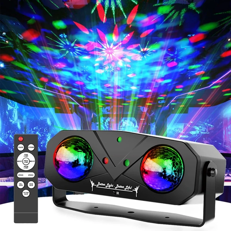 Disco Lights,Sound Activated Disco Party with Magical Disco Ball,Star Light,Ocean Light,Pattern Lights for Dance Party Stage Club Rave Wedding Birthday Christmas Fesctival Gifts