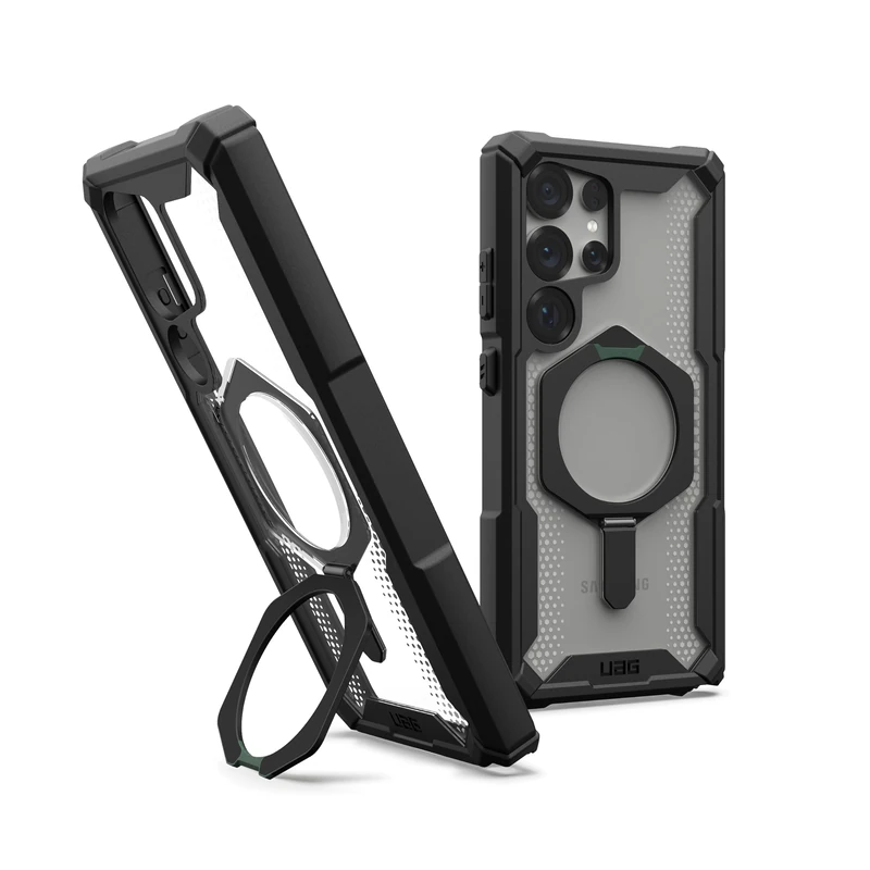 URBAN ARMOR GEAR UAG for Samsung Galaxy S25 Ultra Case 6.9" with Kickstand Plasma XTE - Compatible with Magnetic Charging Transparent Rugged Military Drop Tested Protective Cover, Black/Clear