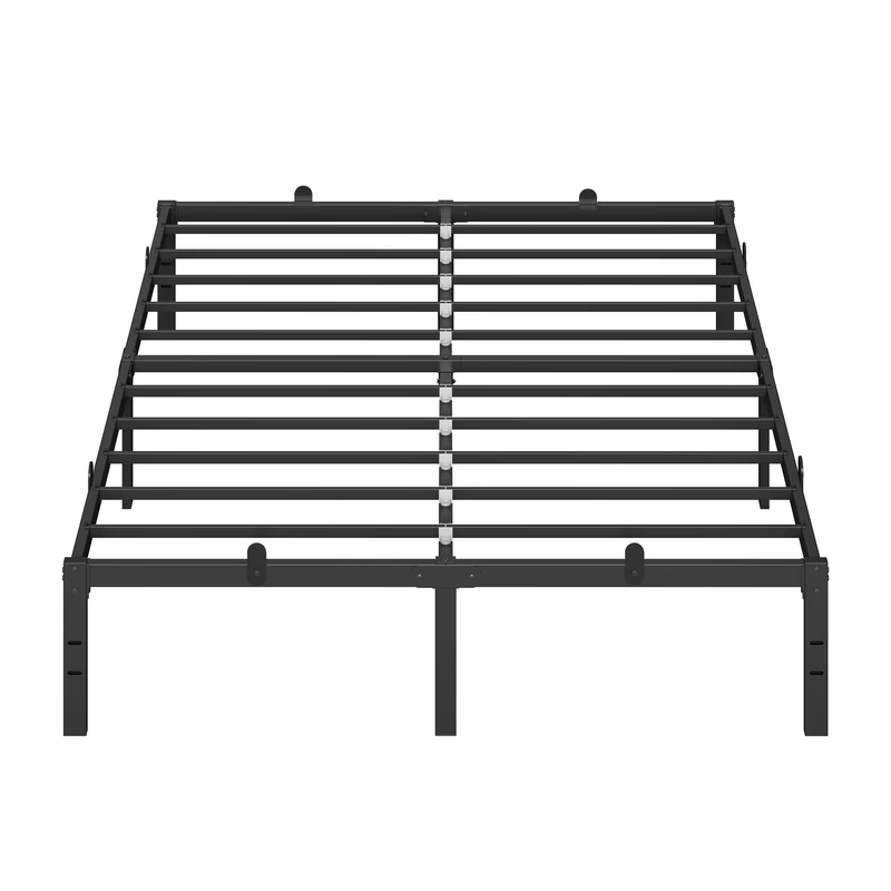 VASAGLE Bed Frame 140 x 190 cm with Metal Base, Metal Frame, Storage Space, Modern, Guest Bed, Easy Assembly, Ink Black RMB133B01