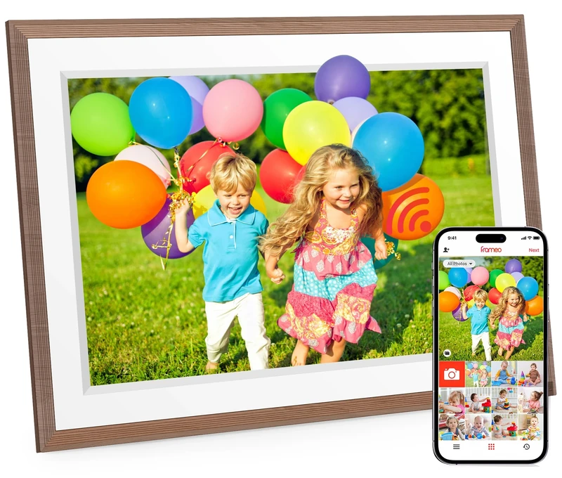 Frameo 10.1" WiFi Digital Photo Frame-Built in 32GB Memory with 1280 x 800 IPS HD Touch Screen Electronic Photo Frame, Auto-Rotate,Wall Mountable,Share Photos/Video Remotely Anywhere