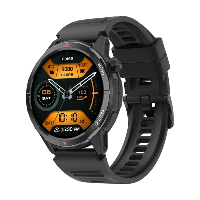 Noise Endeavour 2 Rugged Smartwatch with AI Companion, Built In GPS, Scratch Resistant, BT Calling, 1.46" AMOLED, 100+ Sport Modes, Female Tracking, 5 ATM Water Resistant, 1 Year Warranty (Jet Black)