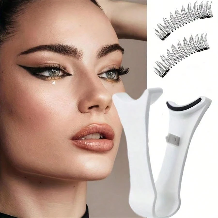 1pc Magnetic Eyelash Curler, V-Shaped Lash Applicator, Effortless Lash Application with No Batteries Needed, White