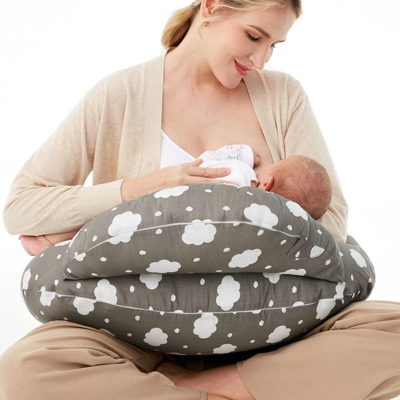 momcozy Nursing Pillow, Ergonomic Breastfeeding Support, Grey