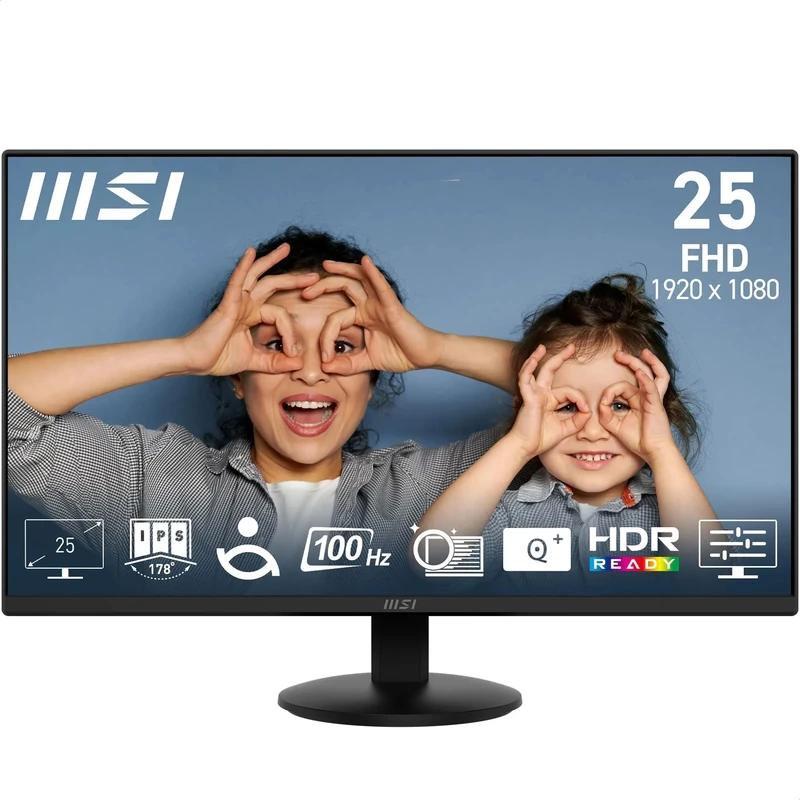 MSI PRO MP252L 24.5-Inch FHD Office Monitor - 1920 x 1080 IPS Panel, 4-Sided Frameless, 100 Hz Refresh Rate, Eye-Friendly Screen, Tilt-Adjustable - HDMI™ 1.4b, DP (1.2a)