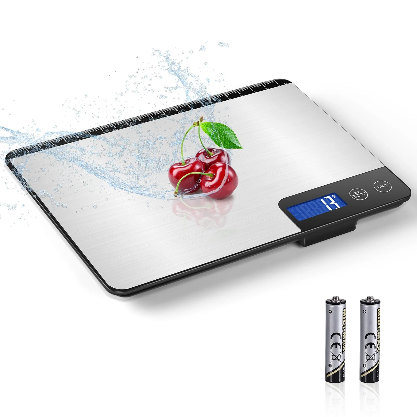 Large Digital Kitchen Scales 15kg, Precision Food Weighing Scale with 1g Accuracy, Optimized Auto Shutdown (3, 10 & 60 Mins), LCD Display, Grams & Oz, Ideal for Home Use, Cooking & Baking