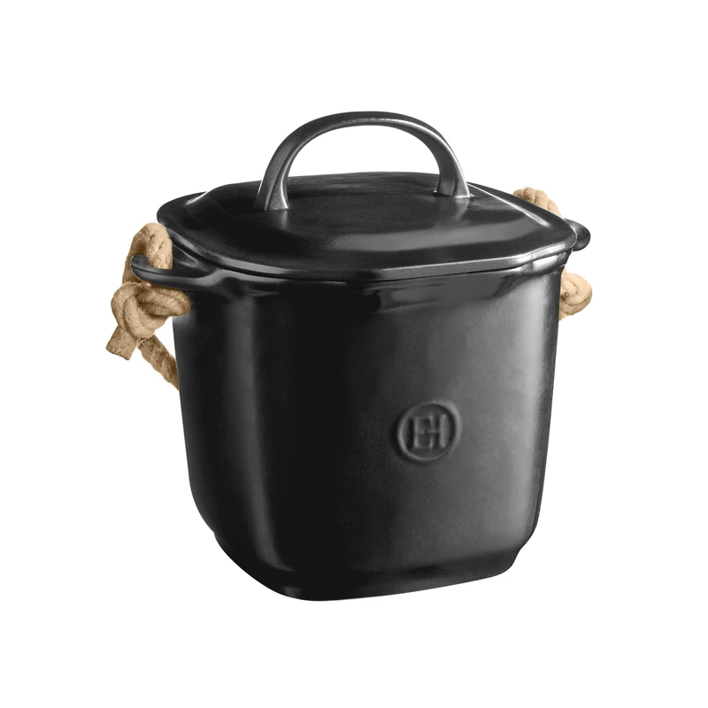 Compost Bucket, 4L Kitchen Compost Tray, Ceramic, Design and Practical, Anti-Odour and Easy to Clean, Truffle Black