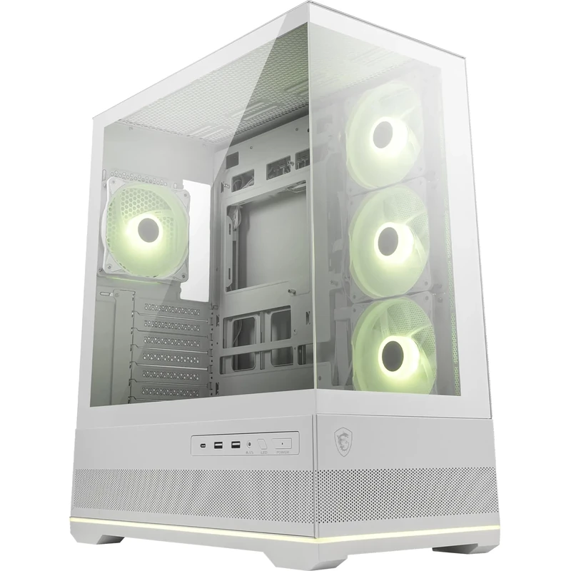 MSI MAG PANO 110R PZ WHITE - Mid-tower Gaming PC Case - Supports up to 400 mm GPU in length, Removable Dust Filters, USB 20Gbps (Type-C), Back-connect ATX & Micro-ATX Motherboard support.