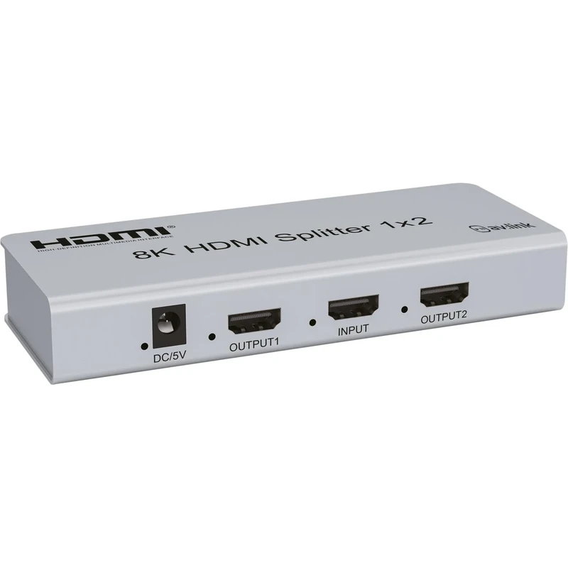 AV:Link | Ultra HD 8K HDMI Splitter with EDID Control | 1 In 2 Out | Seamlessly Connect a Single HDMI Source to Multiple Displays for Gaming, Entertainment, or Commercial use