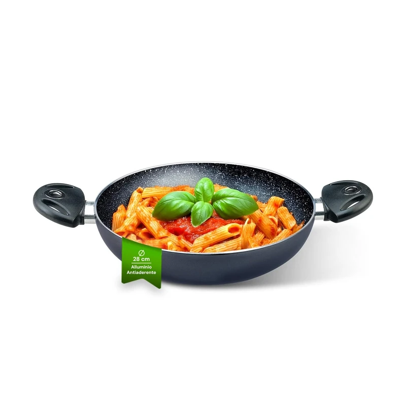 Avilia Non-Stick Aluminium Pan with Two Bakelite Handles, 28 cm – Resists Scratches and Abrasions and is Easy to Clean – Suitable for All Induction, Gas, Glass Ceramic and Electric Hobs