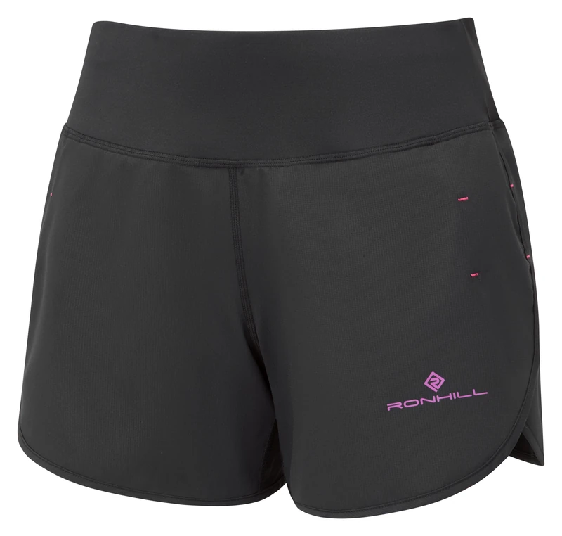 Ronhill Running, Wmn's Tech 4.5" Short, Black/Razzmatazz, 12