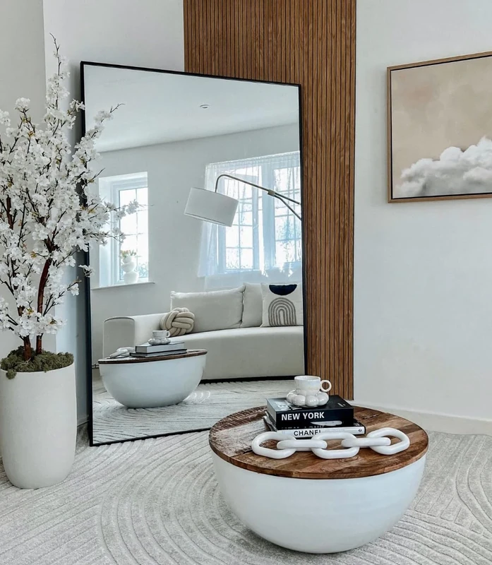 Full-Length Black Aluminium Metal Leaner Wall Mirror: 174 x 110cm – Large, Durable Frame, bedroom, hallway, bathroom or dressing room Wall Mirror