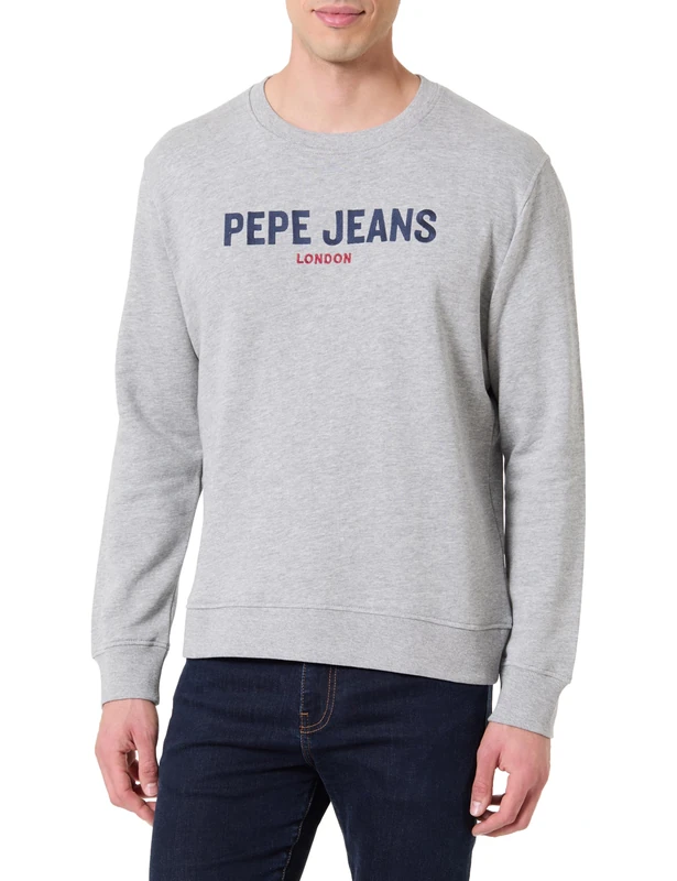 Pepe Jeans Men's M BIG LOGO FLAG CREW Sweatshirt, Grey(MARL GREY), M