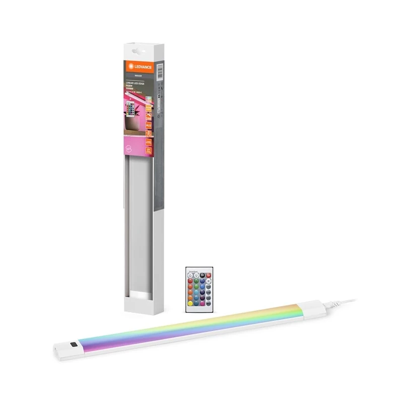 LEDVANCE Linear Edge Sensor High-Voltage Under-Cabinet Lights with IR Sensor, 30 cm, CCT dimmable, 8 W, 640 lm, 3,000/4,000/6,500 lm, Warm White/Cold White/Daylight, White Aluminium, IP20