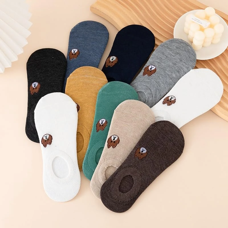 10 Pairs No Show Socks Women Invisible Non Slip Low Cut Casual Soft Stretchable Liner Socks, 10 Pairs-multicolored, One size
