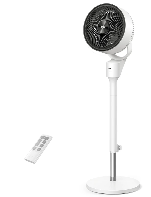 DREO 20dB Silent Standing Fan for Bedroom, 42" Pedestal Fans with Remote, 90° Oscillating, 90° Manual Vertical Cooling Fan, 8 Speeds, Adjustable Height, 8H Timer, Child Lock, LED Display,[Upgraded]