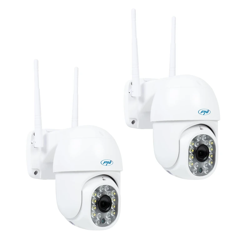 PNI Kit of 2 wireless video surveillance camera IP440 WiFi PTZ, 4MP, digital zoom, micro SD slot, stand-alone, motion detection alarm, motion tracking