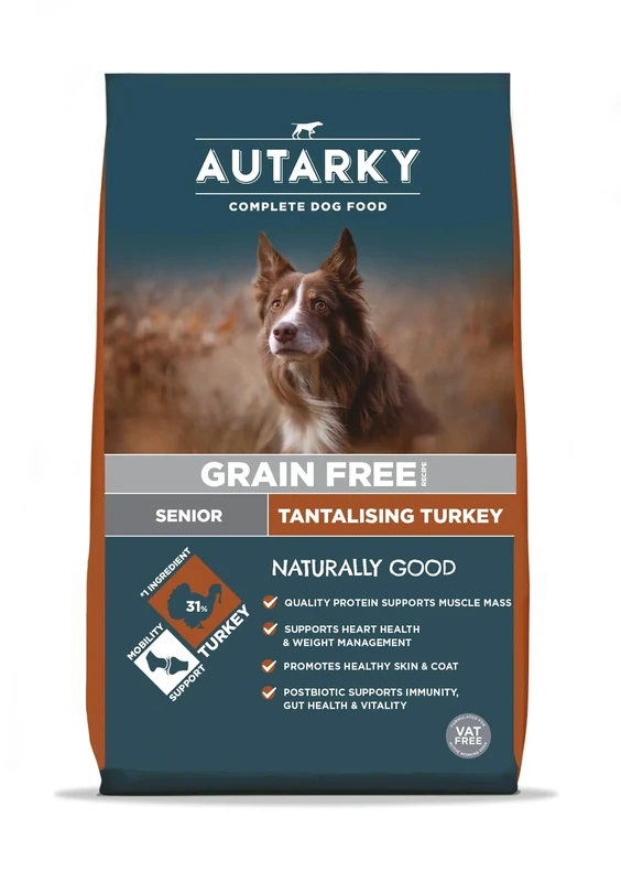 Autarky Grain Free Senior Dry Food, Tantalising Turkey 12kg - Dry Dog Food for Senior Dogs, Joint Support, Grain Free for Sensitive Stomachs