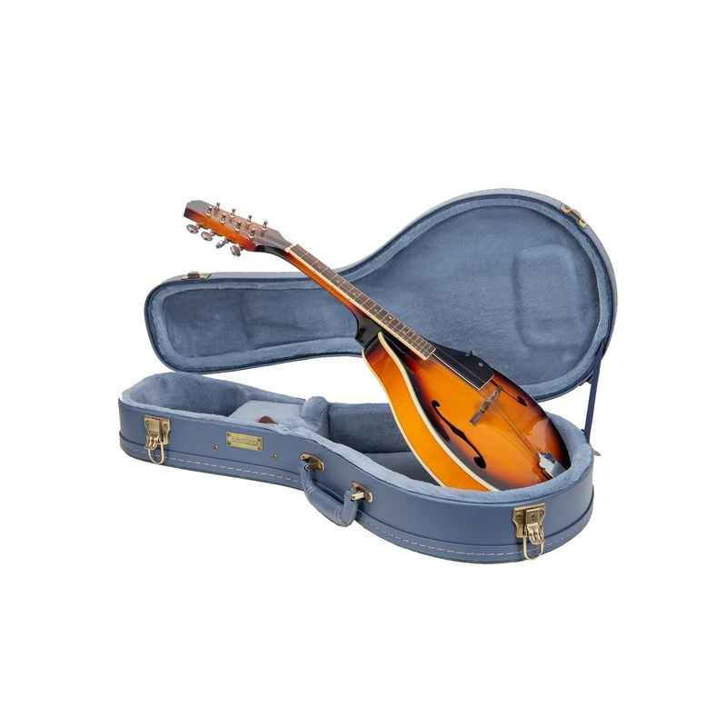Crossrock Relief Series Mandolin Case for A-Style | Carved Smoke Blue Finish, Mink Velvet Interior, Textured Exterior, Lock – Wooden Hard Case -Smoke Blue (CRW630MASB)