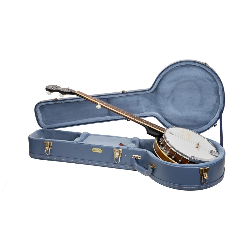 Crossrock Relief Series-Wooden Case for 5 String Resonator Banjo, With Highly Textured Surface, Mink Imitation Fleece, Stainless Steel Latches-Smoke Blue (CRW630BJSB)