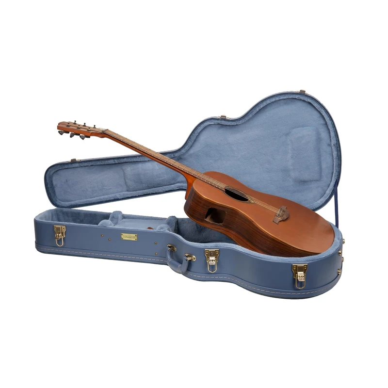 Crossrock Relief Series OM Guitar Case for Martin 000-14 Fret | Carved Smoke Blue Finish, Monochrome Fleece Interior, Lock – Arched Premium Wooden Hardshell -Smoke Blue (CRW630OMSB)