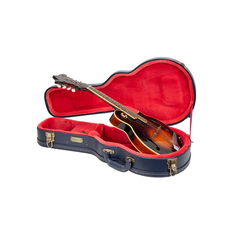 Crossrock Relief Series-Wooden Case for F-Style Mandolin, With Highly Textured Surface, Mink Imitation Fleece, Stainless Steel Latches-Ocean Blue (CRW630MFOB)