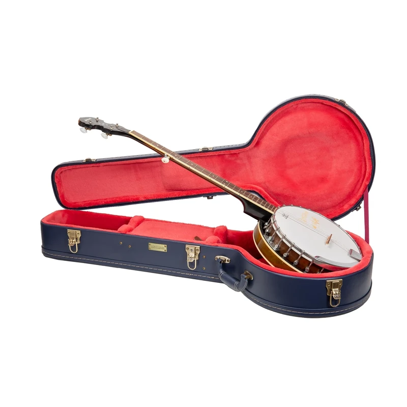Crossrock Relief Series-Wooden Case for 5 String Resonator Banjo, With Highly Textured Surface, Mink Imitation Fleece, Stainless Steel Latches-Ocean Blue (CRW630BJOB)