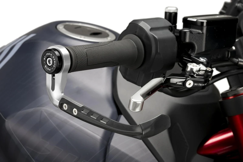Puig 21993P Brake lever protector RAW Counterweight – Robust Design and Universal Fit, Silver
