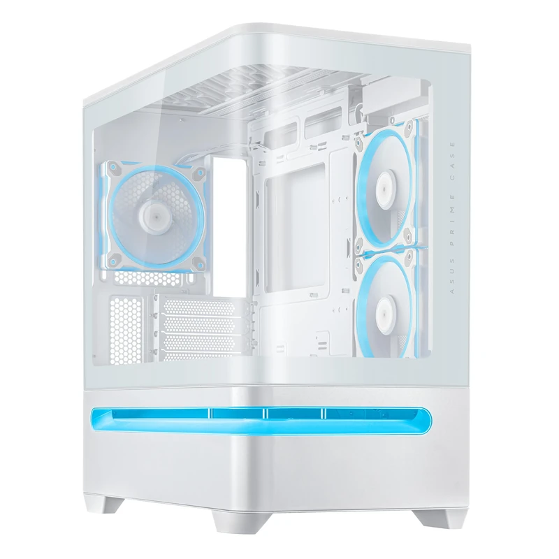 ASUS Prime AP202 ARGB (White) - mATX PC Case (Curved Tempered Glass, Supports Graphics Cards up to 420mm, 360mm Long Radiators, 3 Built-in ARGB Fans)