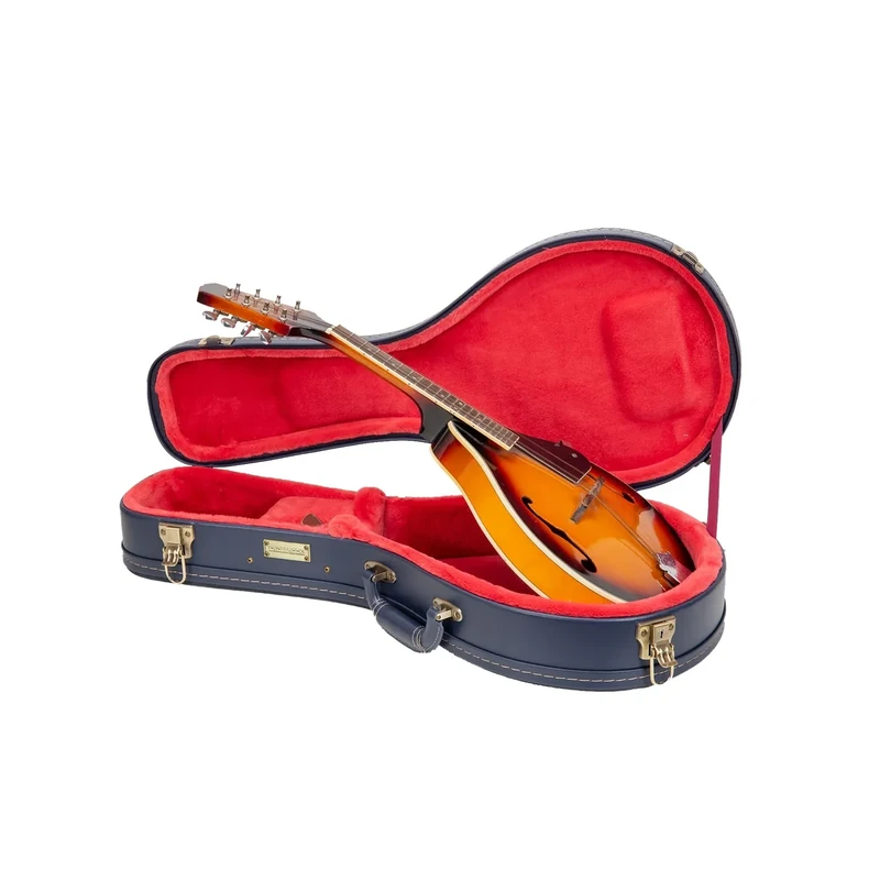Crossrock Relief Series Mandolin Case for A-Style | Carved Ocean Blue Finish, Mink Fleece Interior, Arched Top, Lock – Premium Wooden Hardshell -Ocean Blue (CRW630MAOB)