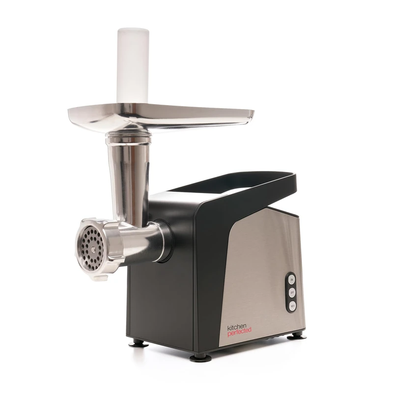 Kitchen Perfected 1400W Electric Food Meat Grinder, Meat Mincer and Sausage Processor with 3X Stainless Steel Blades, 4X Sausage Piping Attachments - E5693