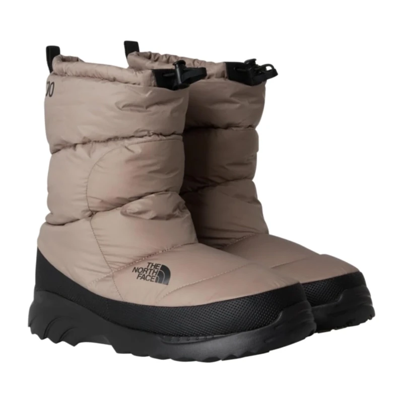 The North Face Unisex Nuptse Traction Bootie, Mushroom Grey/Tnf Black, 12