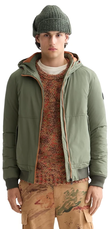 Scotch & Soda Men's Hooded Softshell Jacket Padded, Thyme, L