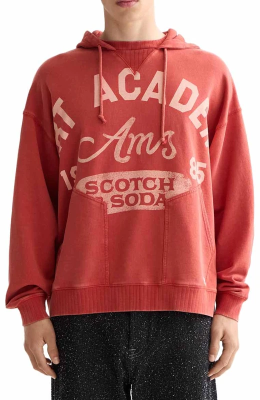 Scotch & Soda Mens Wash Artwork Hoodie Sweatshirt, Ketchup 610, XL UK