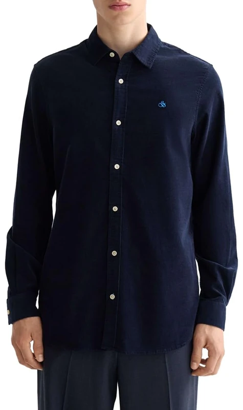 Scotch & Soda Mens Regular-fit Shirt, Sky Captain, S UK