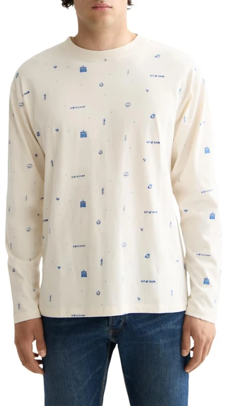 Scotch & Soda Mens 750 Years Celebration Relaxed Fit Allover Printed Tee T-Shirt, Let It Rain 101, S UK - Image 1