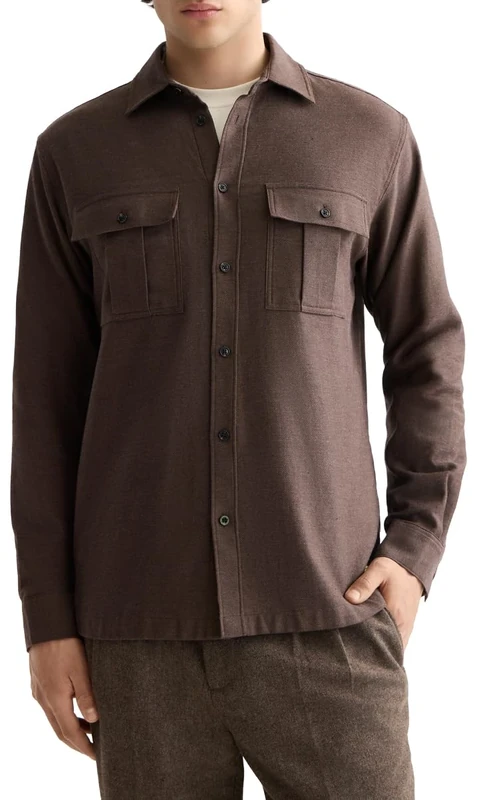 Scotch & Soda Men's Relaxed-Fit Shirt, Demitasse Melange, S