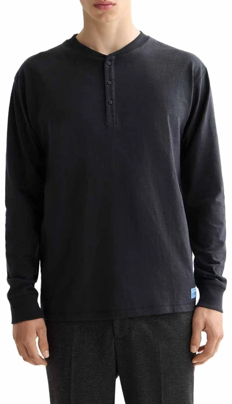 Scotch & Soda Mens Slub T-Shirt Henley, Meteorite 021, L UK