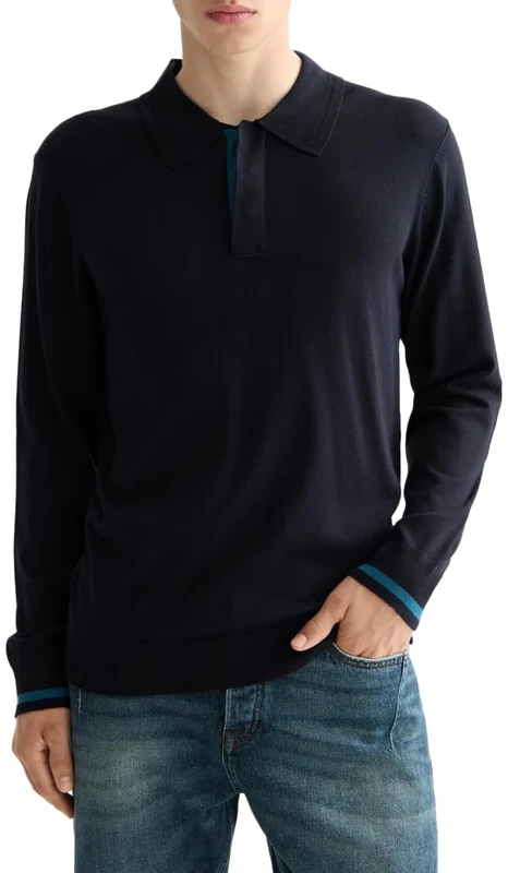 Scotch & Soda Mens Knitted Polo Shirt, Anthracite, M UK