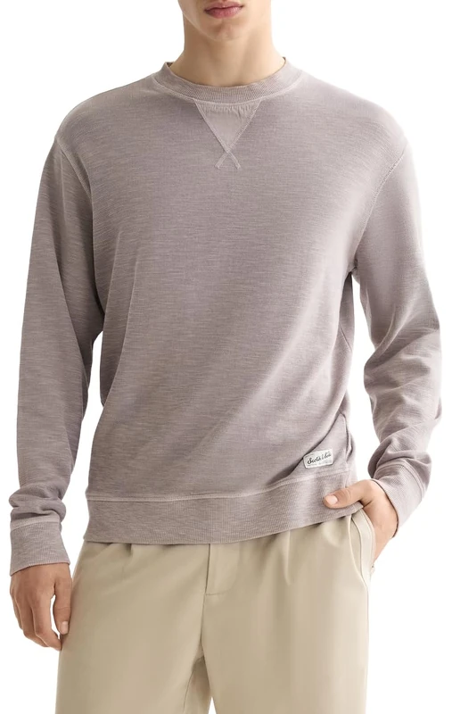 Scotch & Soda Men's Garment Dye Structured Crewneck Sweatshirt, Gull, S