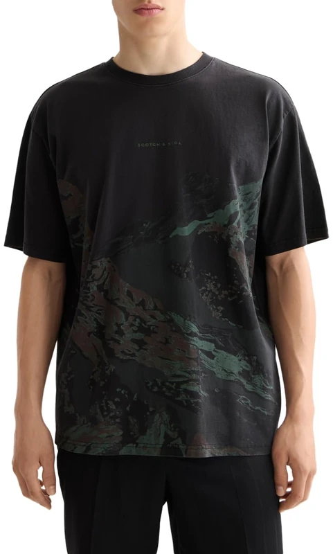 Scotch & Soda Mens Loose Fit Overdyed Aw T-Shirt, Meteorite 021, XL UK