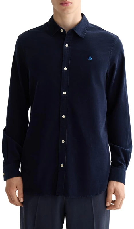 Scotch & Soda Mens Lightweight Flannel Checked Shirt, Sky Captain Check 401, S UK