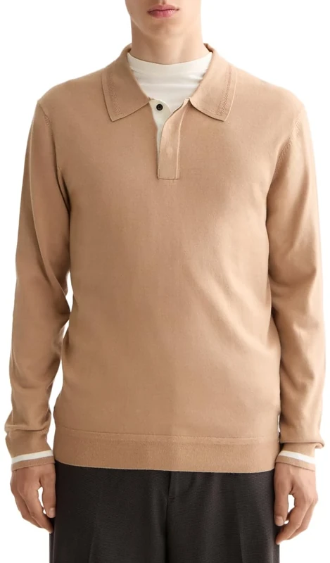 Scotch & Soda Mens Knitted Polo Shirt, Tannin, M UK