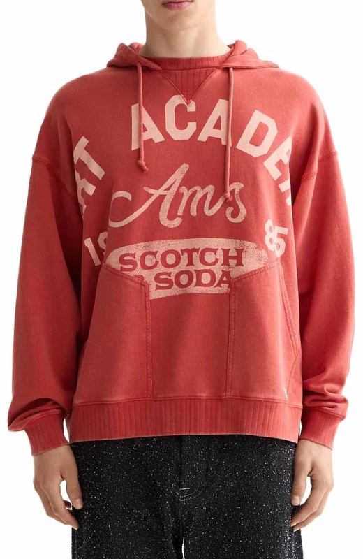 Scotch & Soda Mens Wash Artwork Hoodie Sweatshirt, Ketchup 610, L UK