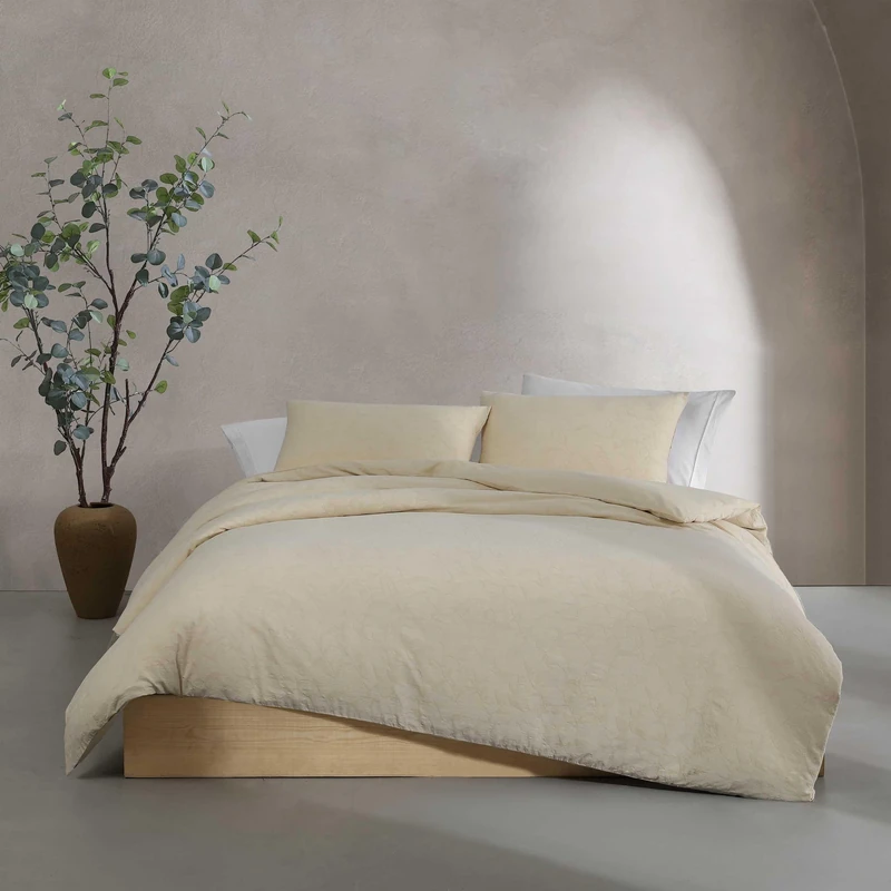 Calvin Klein - Duvet Cover Set, Soft & Breathable Bedding with Matching Shams, Plain Weave Fabric, Cozy Home Essentials (Branching Leaves Beige, Queen)
