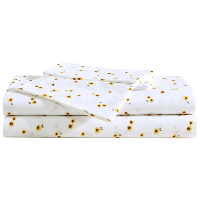 Eddie Bauer - Sheet Set, Cotton Percale Bedding with Matching Pillowcases, Crisp & Breathable, 200-Thread Count, Classic Comfort Essentials (Sunflower Yellow, Full)