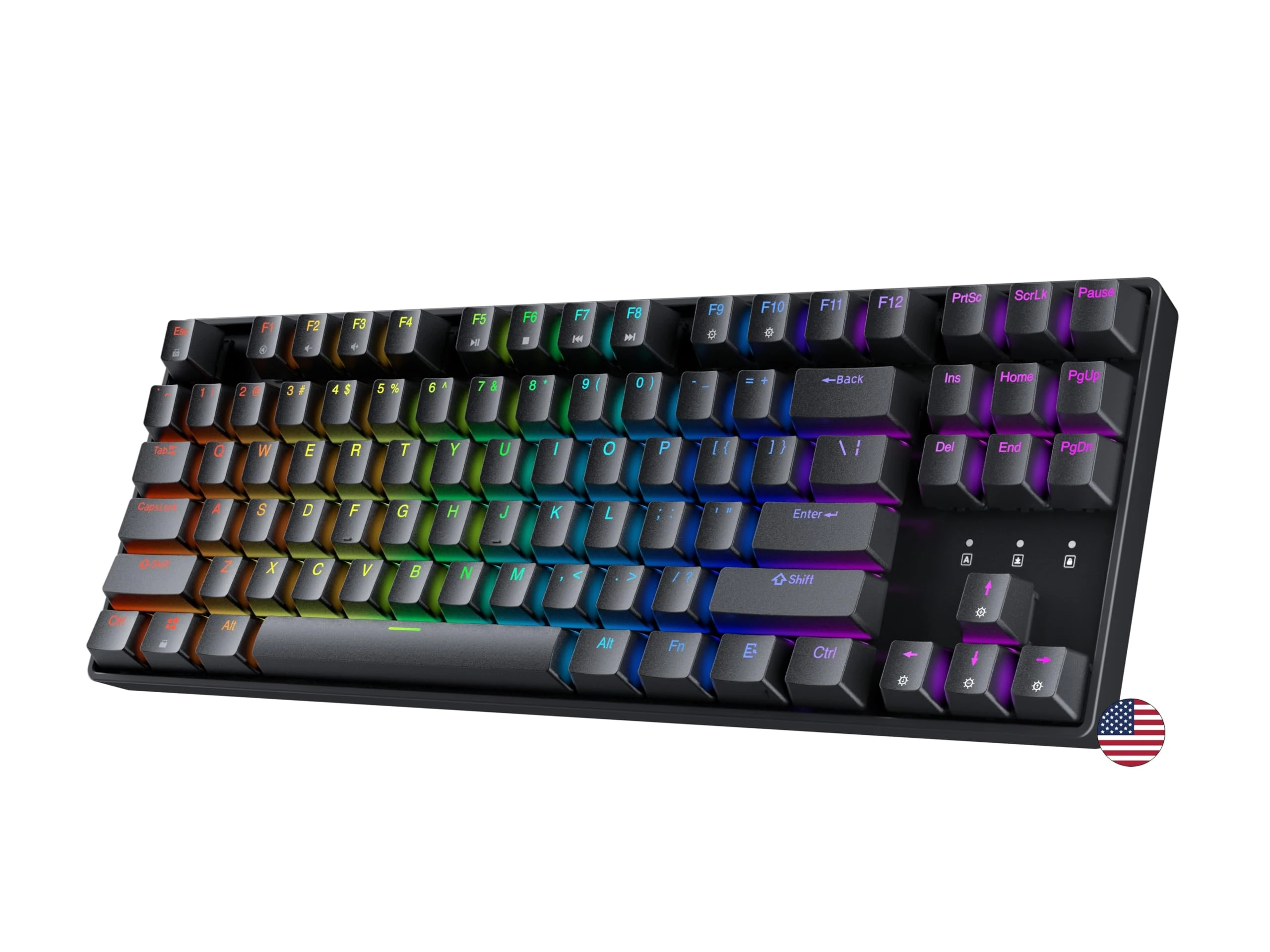 Geeky GK80 Tenkeyless | Hot Swappable Mechanical Gaming Keyboard | 87 Keys Multi Color RGB LED Backlit for PC/Mac Gamer | ANSI US American Layout (Black, Mechanical Red)