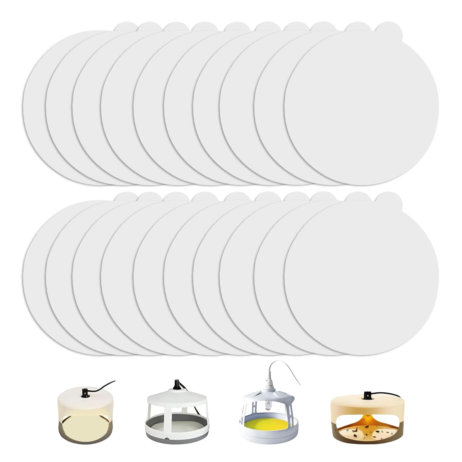 20PCS Flea Trap Sticky Discs, 18cm/7.1" Flea Traps Replacement Pads, Round Sticky Pads, Flea Treatment Trap Refills for Indoor Flea Catchers, Non-Toxic & Pet-Friendly Pest Control Solution, White