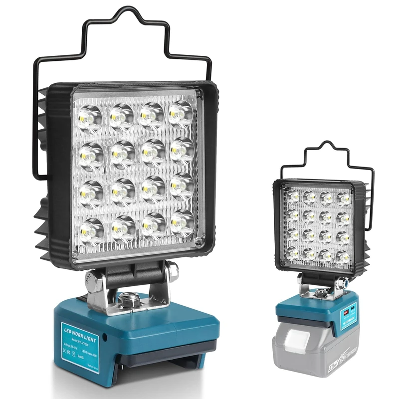QUPERR Handheld Floodlight for Makita 18V Battery, 48W 5800LM Cordless LED Work Light,Contains USB & Type-C Fast Charge, Ideal for Outdoor Scenes Worplace Illuminatione(Without Battery)