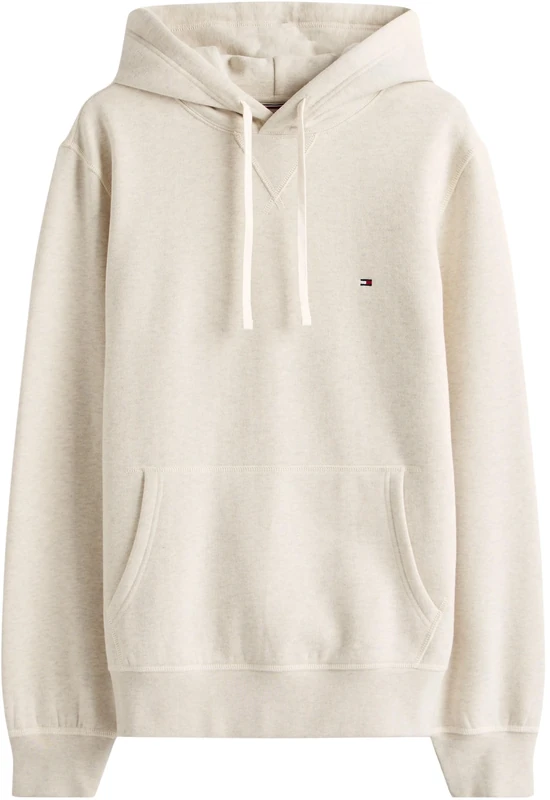 Tommy Hilfiger Men’s Seasonal Fleece Hoodie with Kangaroo Pocket, Beige (Heathered Oatmilk), XL