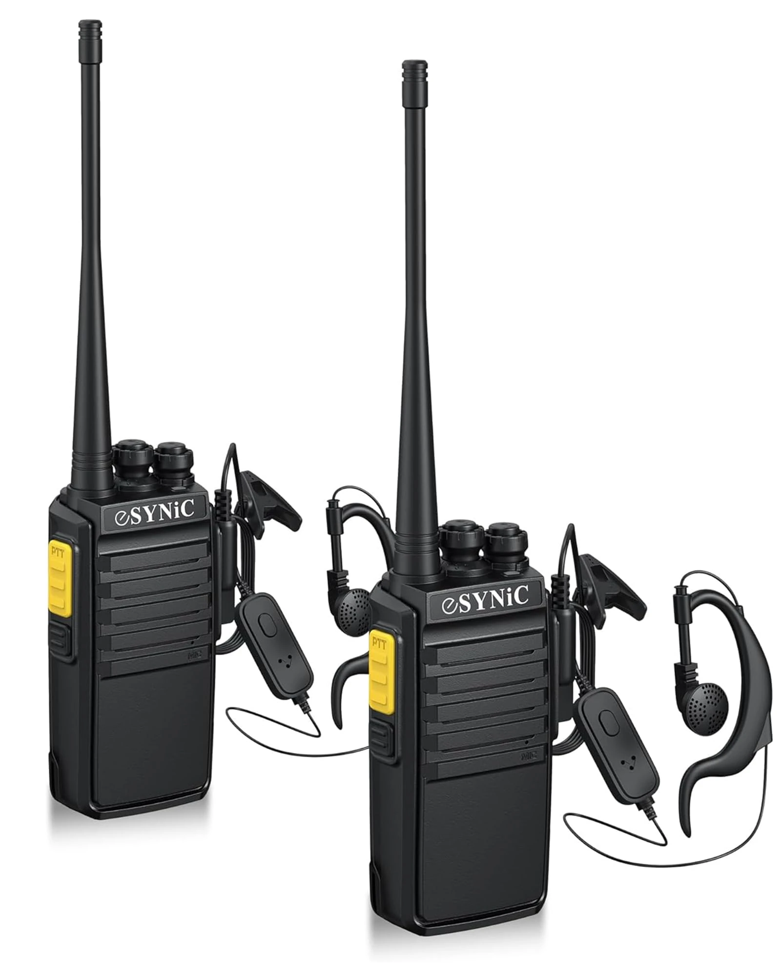 eSynic Professional Digital Walkie Talkie for Adult Long Range 2PACK Rechargeable Walkie Talkies with VOX Function Earpieces Hand Free 2 Way Radio Noise Reduction for Indoor & Outdoor
